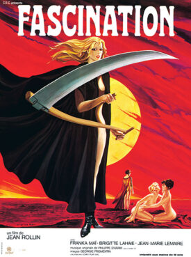 Limited edition reproduced lithograph poster for Jean Rollin film Fascination by French painted Charles Rau featuring Brigitte Lahaie